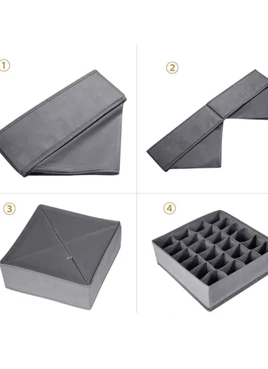4Pcs / Set Drawer-Style Household Organizer Boxes with Divided Compartments for Underwear, Socks &amp; Accessories - Beige