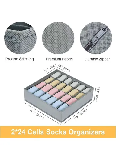 4Pcs / Set Drawer-Style Household Organizer Boxes with Divided Compartments for Underwear, Socks &amp; Accessories - Beige