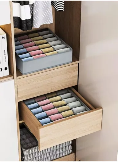 4Pcs / Set Drawer-Style Household Organizer Boxes with Divided Compartments for Underwear, Socks &amp; Accessories - Beige