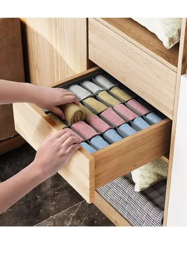 4Pcs / Set Drawer-Style Household Organizer Boxes with Divided Compartments for Underwear, Socks &amp; Accessories - Beige