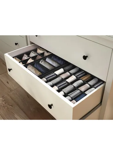4Pcs / Set Drawer-Style Household Organizer Boxes with Divided Compartments for Underwear, Socks &amp; Accessories - Black &amp; White