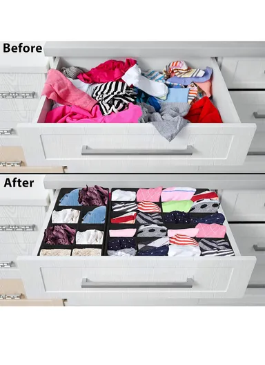 4Pcs / Set Drawer-Style Household Organizer Boxes with Divided Compartments for Underwear, Socks &amp; Accessories - Black &amp; White