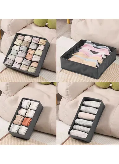 4Pcs / Set Drawer-Style Household Organizer Boxes with Divided Compartments for Underwear, Socks &amp; Accessories - Black &amp; White