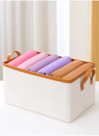 Single Layer Foldable Mesh Laundry Basket with Ergonomic Handle, Portable Laundry Hamper (L47 x W28 x H19)cm - Beige