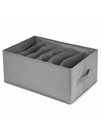6-Section Oxford Cloth Drawer Organizer, Multi-Use Storage Box (L44 x W30 x H20)cm - Grey