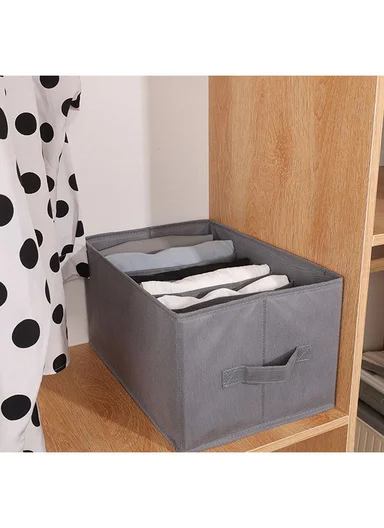 6-Section Oxford Cloth Drawer Organizer, Multi-Use Storage Box (L44 x W30 x H20)cm - Grey