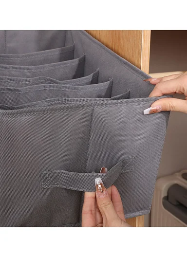 6-Section Oxford Cloth Drawer Organizer, Multi-Use Storage Box (L44 x W30 x H20)cm - Grey
