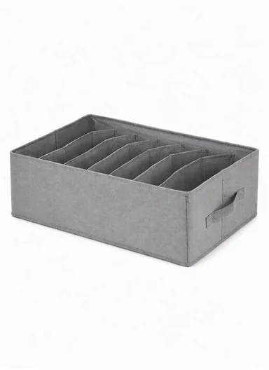 7-Section Oxford Cloth Drawer Organizer, Multi-Use Storage Box (L44 x W30 x H20)cm - Grey