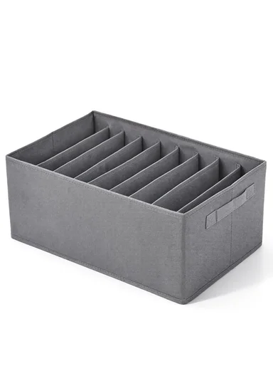 9-Section Oxford Cloth Drawer Organizer, Multi-Use Storage Box (L44 x W30 x H20)cm - Grey