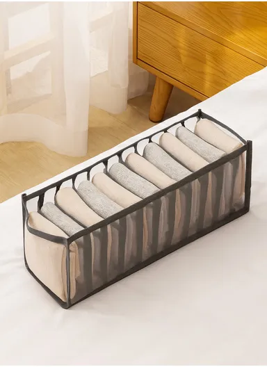 11-Grid Mesh Storage Organizer, Multi-Purpose Under-Bed Drawer Storage Box Organizer (L30 x W11 x H11)cm - Grey