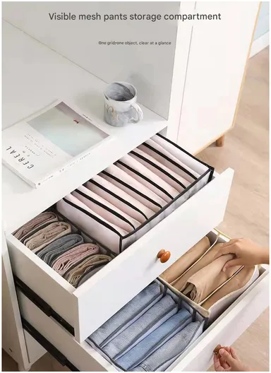 11-Grid Mesh Storage Organizer, Multi-Purpose Under-Bed Drawer Storage Box Organizer (L30 x W11 x H11)cm - Grey