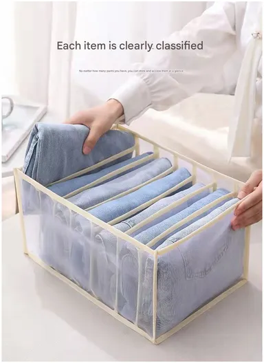 11-Grid Mesh Storage Organizer, Multi-Purpose Under-Bed Drawer Storage Box Organizer (L30 x W11 x H11)cm - Grey