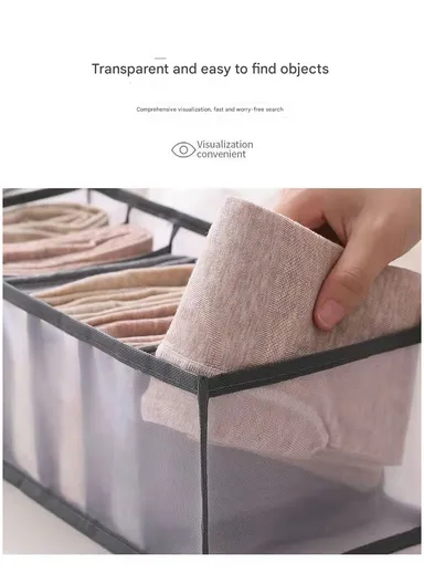 11-Grid Mesh Storage Organizer, Multi-Purpose Under-Bed Drawer Storage Box Organizer (L30 x W11 x H11)cm - Grey