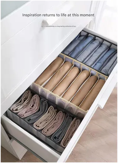 11-Grid Mesh Storage Organizer, Multi-Purpose Under-Bed Drawer Storage Box Organizer (L30 x W11 x H11)cm - Grey