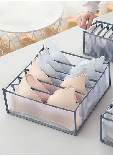 6-Grid Mesh Storage Organizer, Multi-Purpose Under-Bed Drawer Storage Box Organizer (L30 x W30 x H11)cm - Dark Grey