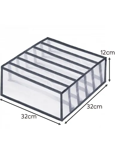 6-Grid Mesh Storage Organizer, Multi-Purpose Under-Bed Drawer Storage Box Organizer (L30 x W30 x H11)cm - Dark Grey