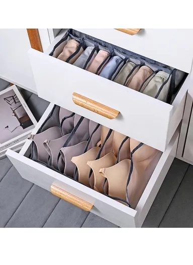 6-Grid Mesh Storage Organizer, Multi-Purpose Under-Bed Drawer Storage Box Organizer (L30 x W30 x H11)cm - Dark Grey