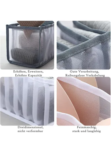 6-Grid Mesh Storage Organizer, Multi-Purpose Under-Bed Drawer Storage Box Organizer (L30 x W30 x H11)cm - Dark Grey