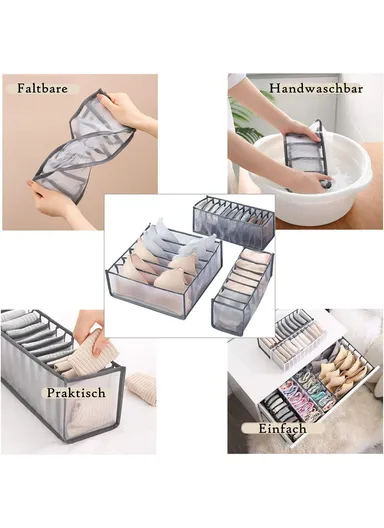 6-Grid Mesh Storage Organizer, Multi-Purpose Under-Bed Drawer Storage Box Organizer (L30 x W30 x H11)cm - Dark Grey