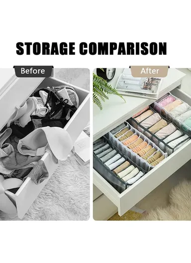 6-Grid Mesh Storage Organizer, Multi-Purpose Under-Bed Drawer Storage Box Organizer (L30 x W30 x H11)cm - Dark Grey