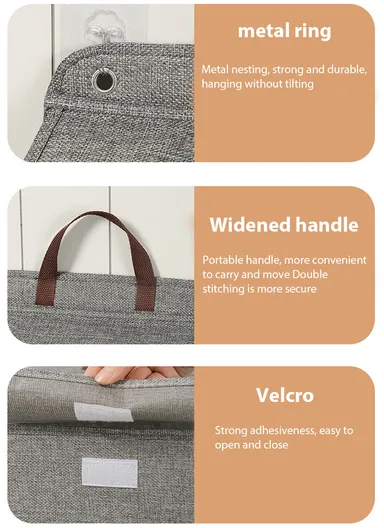 Foldable Hanging Laundry Hamper Basket, Wall-Mounted Dirty Clothes Bin (W56 x D13 x H39)cm - Grey