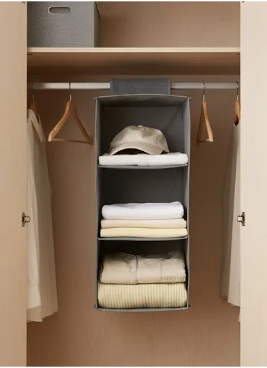 3-Layer Hanging Fabric Storage Organizer, Space-Saving Multi-Purpose (L30 × W30 × H60)cm