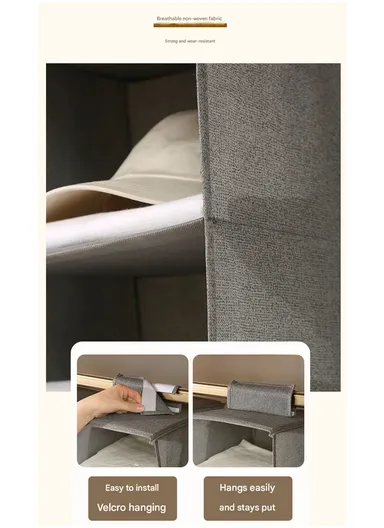 3-Layer Hanging Fabric Storage Organizer, Space-Saving Multi-Purpose (L30 × W30 × H60)cm