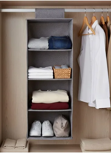 4-Layer Hanging Fabric Storage Organizer, Space-Saving Multi-Purpose (L30 × W30 × H80)cm