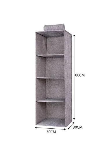 4-Layer Hanging Fabric Storage Organizer, Space-Saving Multi-Purpose (L30 × W30 × H80)cm
