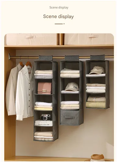 4-Layer Hanging Fabric Storage Organizer, Space-Saving Multi-Purpose (L30 × W30 × H80)cm