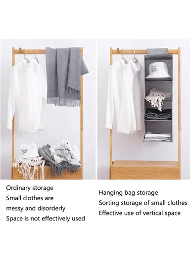 5-Layer Hanging Fabric Storage Organizer, Space-Saving Multi-Purpose (L30 × W30 × H100)cm