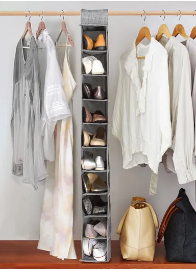 10-Layer Hanging Fabric Storage Organizer, Space-Saving Multi-Purpose (L15 × W30 × H120)cm