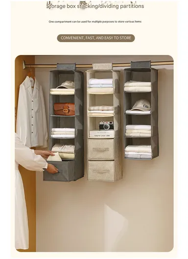 10-Layer Hanging Fabric Storage Organizer, Space-Saving Multi-Purpose (L15 × W30 × H120)cm