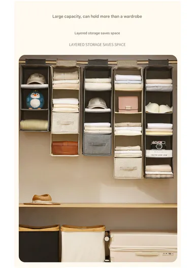 5-Layer Hanging Fabric Storage Organizer, Space-Saving Multi-Purpose (15 X 30 X 70)cm