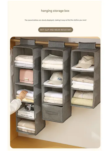 5-Layer Hanging Fabric Storage Organizer, Space-Saving Multi-Purpose (15 X 30 X 70)cm