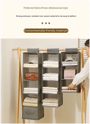 5-Layer Hanging Fabric Storage Organizer, Space-Saving Multi-Purpose (15 X 30 X 70)cm