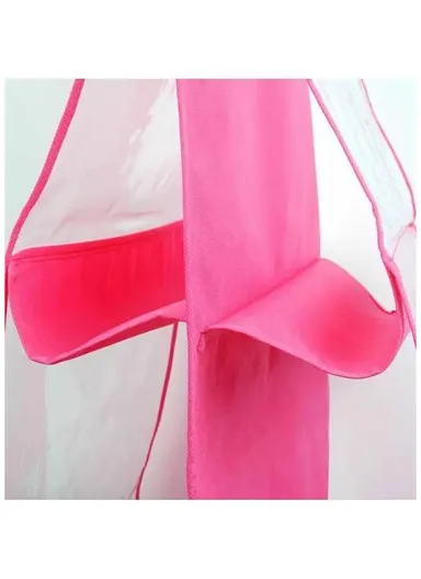 Double-Sided Closet Purse Hanging Handbag Organizer with 6 Pockets Foldable Non-Woven Fabric &amp; Transparent PVC, Space-Saving Wardrobe Organizer (L80 x W34)cm - Pink