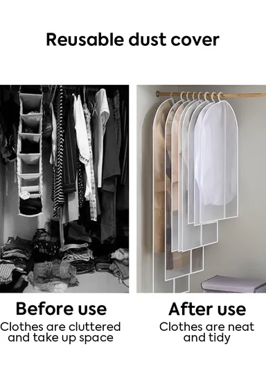 5Pcs Clothes Dust Cover Garment Bag, Protective Suit &amp; Dress Organizer (L140 × W60)cm 