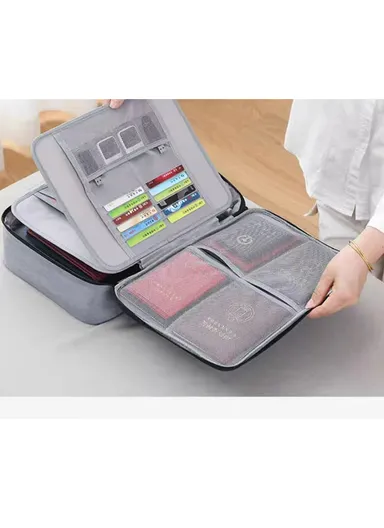 4-Layer Wide-open Portable Organizer Storage Bag with Handle &amp; Zipper Closure (L37 x W27 x T10)cm - Navy