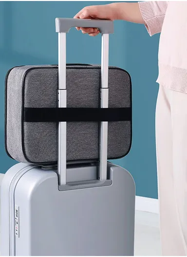 4-Layer Wide-open Portable Organizer Storage Bag with Handle &amp; Zipper Closure (L37 x W27 x T10)cm - Navy