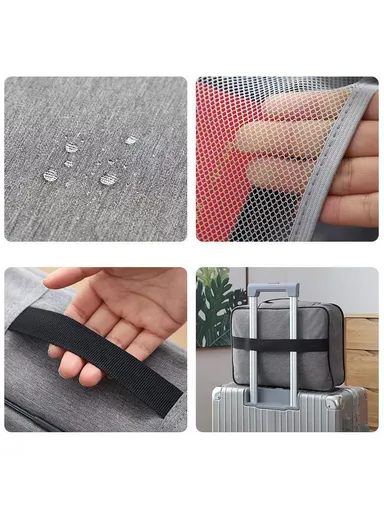 4-Layer Wide-open Portable Organizer Storage Bag with Handle &amp; Zipper Closure (L37 x W27 x T10)cm - Navy