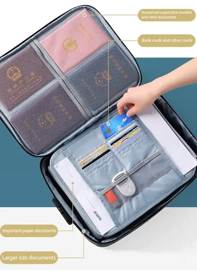 4-Layer Wide-open Portable Organizer Storage Bag with Handle &amp; Zipper Closure (L37 x W27 x T10)cm - Navy