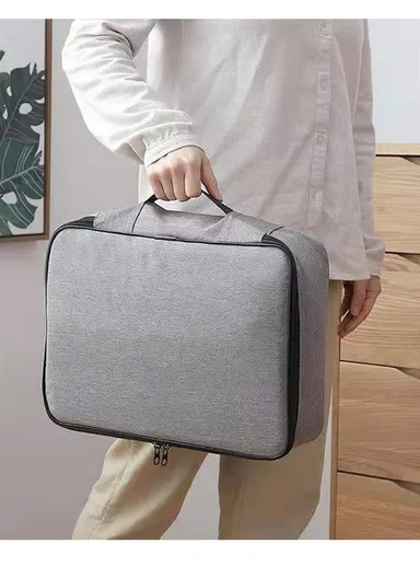 4-Layer Wide-open Portable Organizer Storage Bag with Handle &amp; Zipper Closure (L37 x W27 x T10)cm - Navy