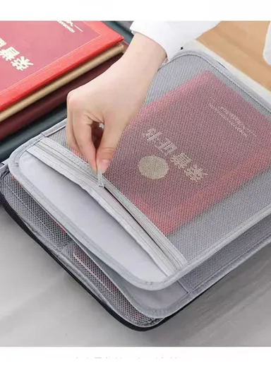 4-Layer Wide-open Portable Organizer Storage Bag with Handle &amp; Zipper Closure (L37 x W27 x T10)cm - Navy