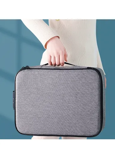 4-Layer Wide-open Portable Organizer Storage Bag with Handle &amp; Zipper Closure (L37 x W27 x T10)cm - Navy