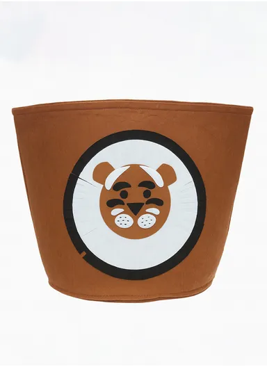 Multi-Purpose Foldable Laundry Bucket Drum with Stylish Dog Design (D33 × H35)cm – Dark Brown