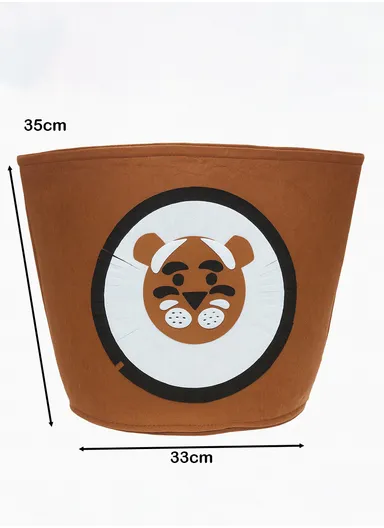 Multi-Purpose Foldable Laundry Bucket Drum with Stylish Dog Design (D33 × H35)cm – Dark Brown