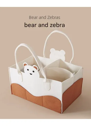 Stylish Star Design Felt Mommy Organizer Bag with Handles (L38 × W25 × H18)cm – Beige