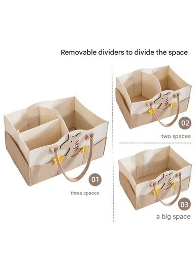 Stylish Star Design Felt Mommy Organizer Bag with Handles (L38 × W25 × H18)cm – Beige