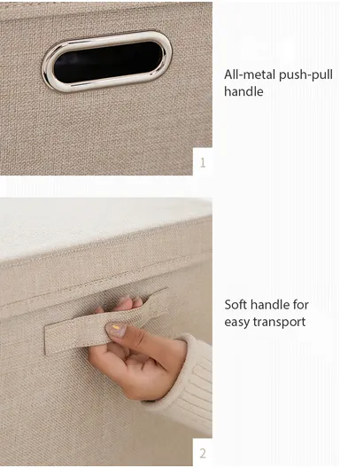 Household Storage Bag Metal Buckle Pouch Suitable For Various Scenarios Dustproof (L37 x W27 x H26)cm- Beige